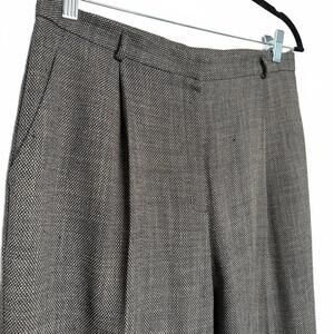 Women Vintage CorpCore High Waist Pleated‎ Tweed Trousers